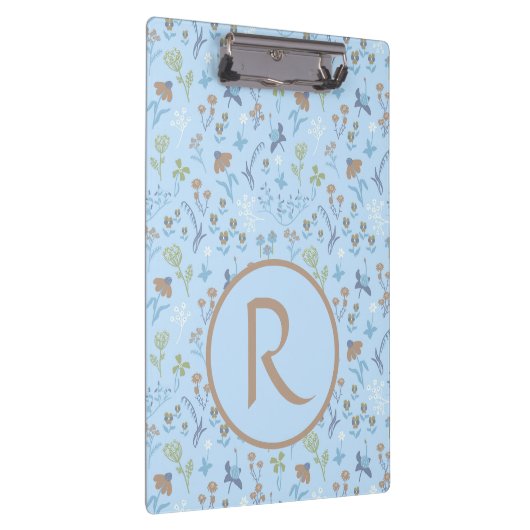 Mead Blume Blue Monogramed Klemmbrett (Rechts)