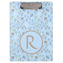Mead Blume Blue Monogramed Klemmbrett