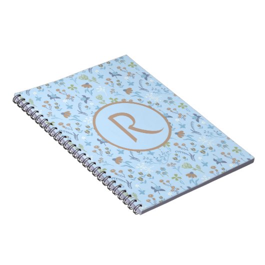 Mead Blume Blue Monogramed Notizblock (Rechte Seite)