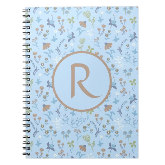 Mead Blume Blue Monogramed Notizblock (Vorderseite)