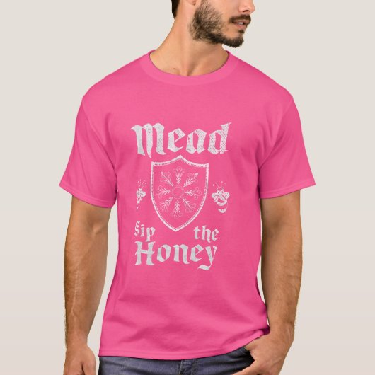 Mead Sip die Honey Retro Biene trinken Fleisch T-Shirt (Vorderseite)