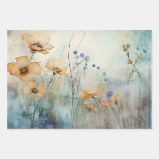 MEADOER-WILDBLUMEN DEKORATIONSPAPIER GESCHENKPAPIER SET (Vorderseite)