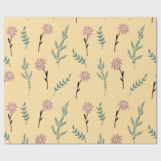 Meadow Blooms: Minimalist Botanical Pattern Geschenkpapier (Flach)