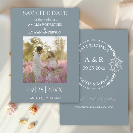 Meadow Blume Blaugraues Foto Save the Date