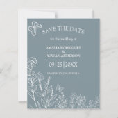 Meadow Blume Blue Gray Budget Save the Date (Vorderseite)