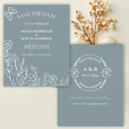 Meadow Blume Blue Gray Budget Save the Date