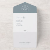 Meadow Blume Blue Gray Wedding RSVP All In One Einladung (Außenbereich)