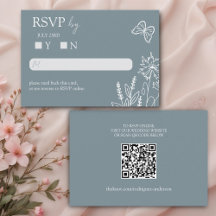 Meadow Blume Blue Gray Wedding RSVP