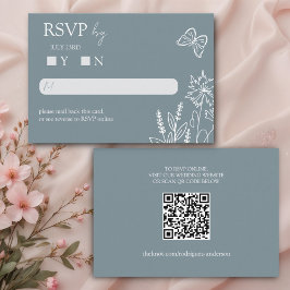 Meadow Blume Blue Gray Wedding RSVP Begleitkarte