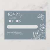 Meadow Blume Blue Gray Wedding RSVP Begleitkarte (Vorderseite)