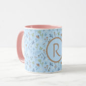 Meadow Blume Blue Monogramed Tasse (Vorderseite Links)