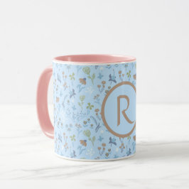 Meadow Blume Blue Monogramed Tasse