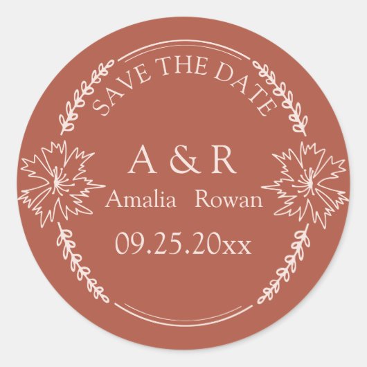 Meadow-Blume, die das Datum speichern Runder Aufkleber (Vorderseite)