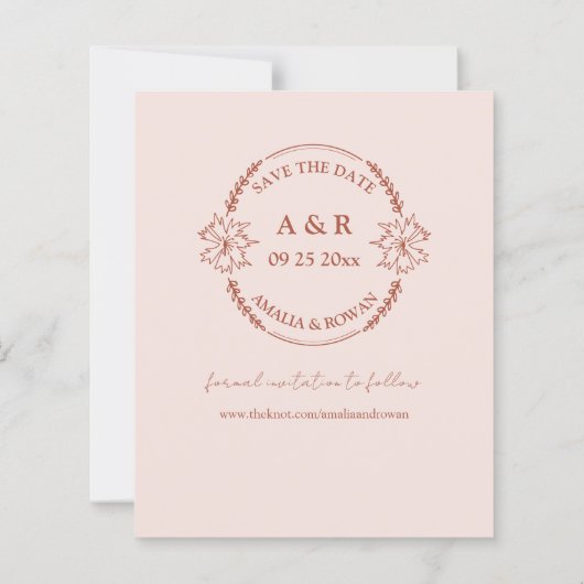 Meadow Blume - Fehlerhafte Rose Save the Date (Rückseite)