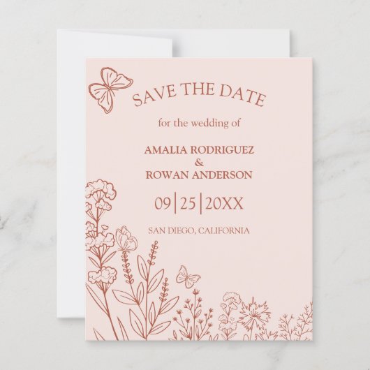 Meadow Blume - Fehlerhafte Rose Save the Date (Vorderseite)