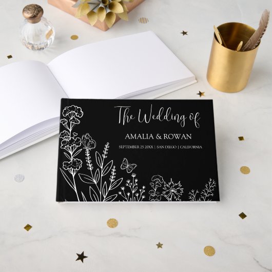 Meadow Blume Hochzeit Gästebuch (Vorderseite Offen)