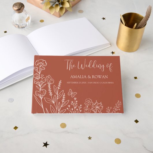 Meadow Blume Hochzeit Gästebuch (Vorderseite Offen)