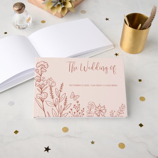 Meadow Blume Hochzeit Gästebuch (Vorderseite Offen)