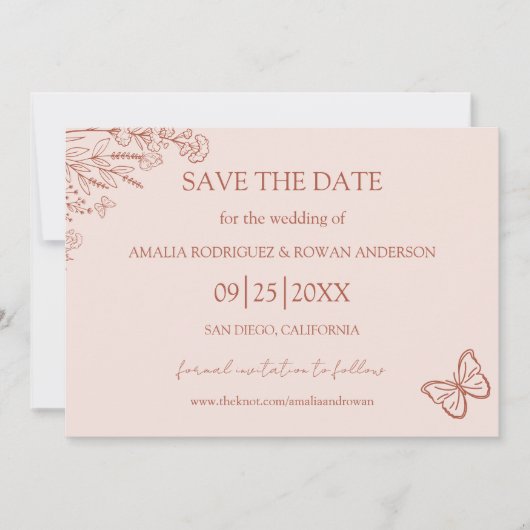 Meadow Blume Misty Rose Save the Date (Vorderseite)