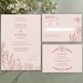 Meadow Blume Misty Rose Wedding Einladung