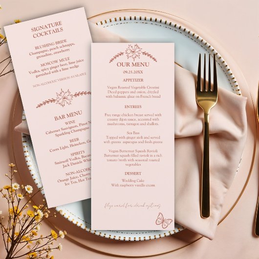Meadow Blume Misty Rose Wedding Menu Menükarte