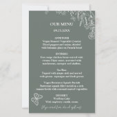 Meadow Blume Sirocco Green Wedding Budget Menu (Vorderseite)
