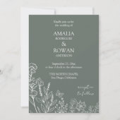 Meadow Blume Sirocco Green Wedding Einladung (Vorderseite)