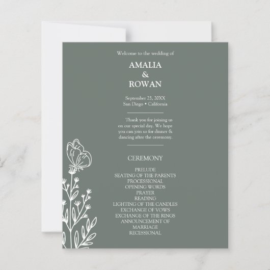 Meadow Blume Sirocco Hochzeitsprogramm (Vorderseite)