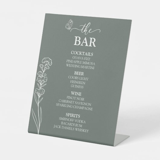 Meadow Blume "The Bar" Hochzeit Sockelschild (Vorderseite)
