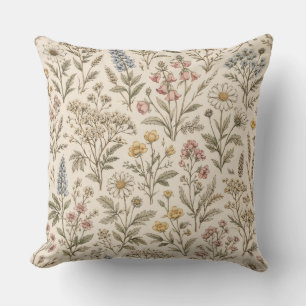 Meadow Botanica – Wilde Vintage-Blumen Kissen