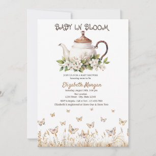 Meadow Butterflies Teapot Babydusche Einladung