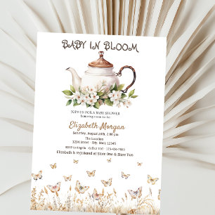 Meadow Butterflies Teapot Babydusche Einladung