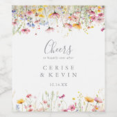 Meadow Colorful Wildblume Cheers Wedding Weinetikett (Einzelnes Label)