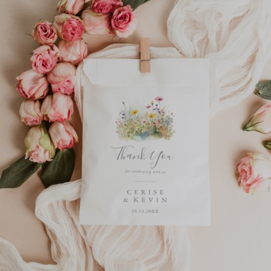 Meadow Colorful Wildblume Danke Hochzeit Geschenktütchen