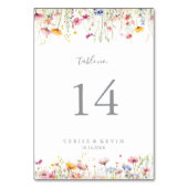 Meadow Colorful Wildblume Wedding Tischnummer (Vorderseite)