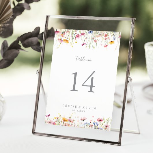 Meadow Colorful Wildblume Wedding Tischnummer