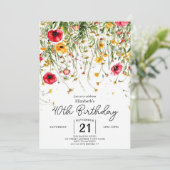 Meadow Custom Wildblumen 40. Geburtstag Einladung (Stehend Vorderseite)