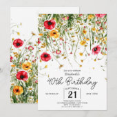 Meadow Custom Wildblumen 40. Geburtstag Einladung (Vorne/Hinten)