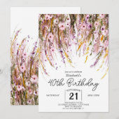 Meadow Custom Wildblumen 40. Geburtstag Einladung (Vorne/Hinten)