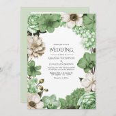 Meadow Fern, Pistachio Silk & Willow Ivory Wedding Einladung (Vorne/Hinten)