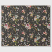 Meadow Floral - Black Gift Wrap Geschenkpapier (Flach)