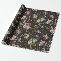 Meadow Floral - Black Gift Wrap