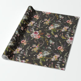 Meadow Floral - Black Gift Wrap Geschenkpapier