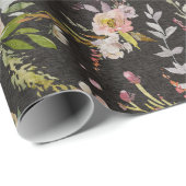 Meadow Floral - Black Gift Wrap Geschenkpapier (Rolleneckpunkt)