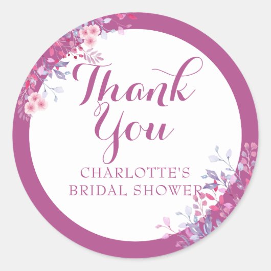 Meadow Floral Brautparty Gefallen Vielen Dank Runder Aufkleber (Vorderseite)