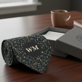 Meadow Floral Monogram – Groomsmen wedding Krawatte