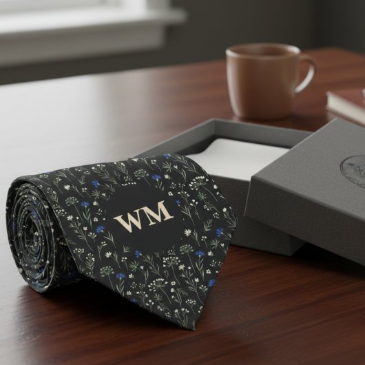Meadow Floral Monogram – Groomsmen wedding Krawatte