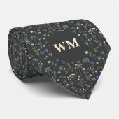 Meadow Floral Monogram – Groomsmen wedding Krawatte (Gerollt)