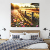 Meadow Floral Sunrise Leinwanddruck (Insitu (Schlafzimmer))