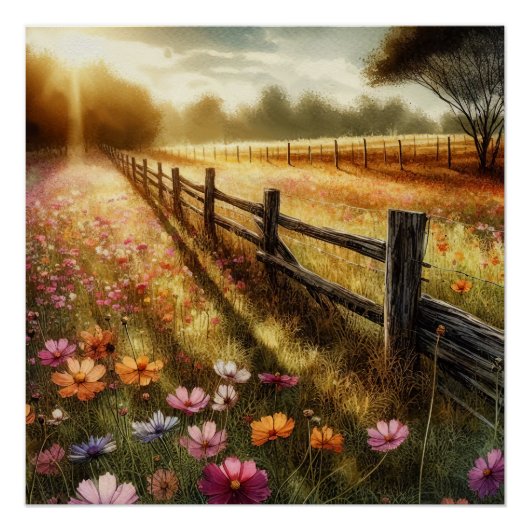 Meadow Floral Sunrise Poster (Vorderseite)